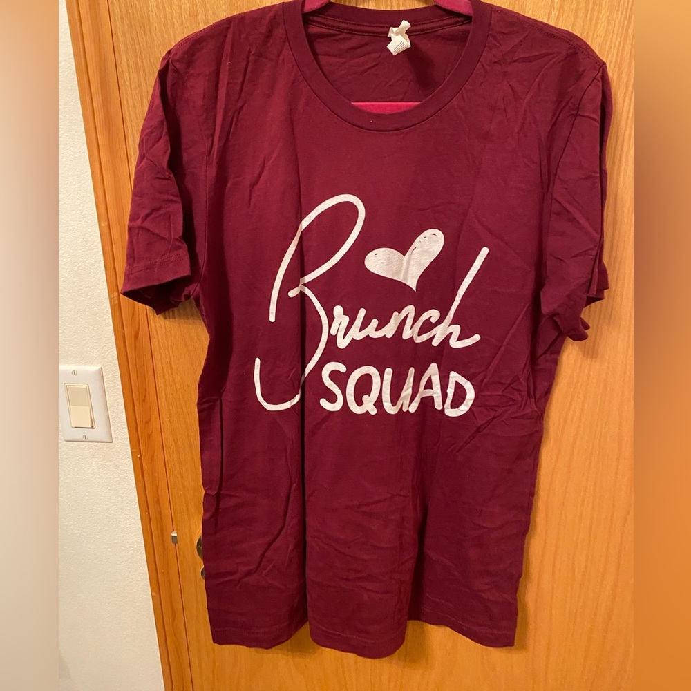 Nwot! Canvas large burgundy brunch squad tshirt